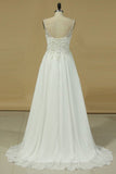 2024 Chiffon Spaghetti Straps Beaded Bodice Wedding Dresses P4HAFQJ5