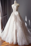 Stunning Off The Shoulder Tulle Wedding Dress With Applique Bridal Dress With Long STKPAE18RA2