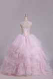 2024 Halter Ball Gown Beaded Bodice Open Back Quinceanera Dresses Organza Floor PNJKAXZA