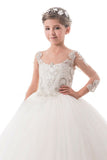 2024 Ball Gown Scoop Beaded Bodice Flower Girl Dresses Tulle PYFADS89