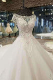 2024 High-End Handmade Tulle Wedding Dresses A Line With Beads Rhinestones Royal Train P51PTZYN