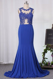 2024 Mermaid See-Through Scoop Prom Dresses With P39GBJ88