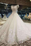 2024 High-End Handmade Tulle Wedding Dresses A Line With Beads Rhinestones Royal Train P51PTZYN