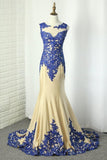 2024 Mermaid Spandex Scoop Prom Dresses With Applique PDFXQ49Y