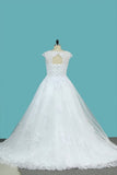 2024 A Line Straps Wedding Dresses Tulle With Applique P1C96Q5C