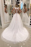 2024 A Line Scoop Wedding Dresses Tulle With Applique And Beads PAGQ5KR5