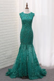 2024 Mermaid Prom Dresses Scoop Tulle With Applique And Beads P923SLP8