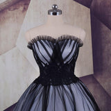 A Line Tulle High Low Sweetheart Strapless Sleeveless Prom Dresses Homecoming Dresses