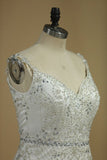 2024 A Line Wedding Dresses Spaghetti Straps Beaded P1GK4GS7