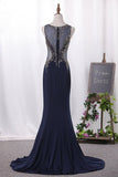 2024 Chiffon Mermaid Prom Dresses Scoop With Beading PX8YCMLS