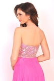 2024 A Line Sweetheart Beaded Bodice Prom Dresses Chiffon Sweep P8YC1KZQ