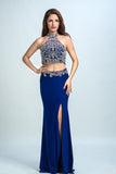 2024 Halter Prom Dresses Beaded Bodice With PNE4FLN6