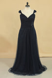 2024 A Line Evening Dresses Off The Shoulder Tulle With Beads And P4L3Y3N2