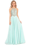 2024 A Line Chiffon Spaghetti Straps Prom Dresses With Beading Floor PAL1N2JN