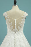 2024 Cap Sleeve Wedding Dresses A Line Tulle PM8H2BXT