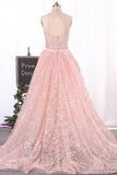 2024 Gorgeous High Neck Lace Prom PYDRZH23