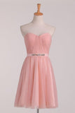 2024 Bridesmaid Dresses Sweetheart Tulle With Beads And Ruffles P189QNR7