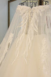 2024 Off The Shoulder Wedding Dresses A Line With Beading Court Train Tulle PNL96SGN