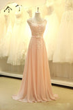 2024 Prom Dresses A Line Scoop Chiffon With Applique And Sash PFHKN1SP