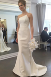 Simple Strapless Mermaid Wedding Dresses Elegant Ivory Sweep Train Wedding STKPNRE33JG