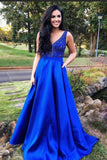 2024 A Line Prom Dresses V Neck Satin P7D7DSZT