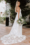 Rose Lace Sweetheart Boho Wedding Dresses Spaghetti Strap Beach Wedding Dresses