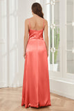 Sheath Soft Satin Bridesmaid Dress with Side Slit