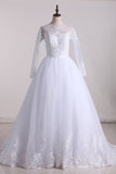 2024 A Line Scoop Long Sleeves Tulle With Applique And Sash PNRPK8XT