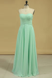 2024 Chiffon Bridesmaid Dresses Sweetheart Ruffled Bodice Floor Length A P96GTYS1