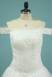 2024 A Line Wedding Dresses Boat Neck Beaded Bodice PE6SAGF6