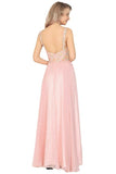 2024 A Line Spaghetti Straps Prom Dresses Chiffon With Beads PCHMT2AK