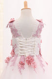 2024 Scoop A Line Tulle Flower Girl Dresses With Applique P7JAHK9X