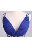 2024 Homecoming Dresses Straps A-Line Short/Mini Chiffon With Beads And Ruffles Dark Royal PEPQ38MB