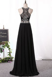 2024 A Line Prom Dresses Scoop Beaded Bodice Chiffon PH2MJ5SM