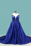 2024 Court Train Ball Gown Spaghetti Straps Satin With Applique P6RAHL7P