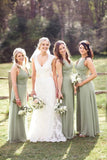 A Line Floor Length V Neck Sleeveless Chiffon Cheap Prom Dresses,Bridesmaid Dresses uk PW263