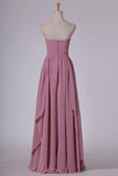 2024 A Line Sweetheart Bridesmaid Dress Floor Length Chiffon With P3F81HXF