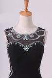 2024 Black Prom Dresses Scoop Neckline Mermaid Chiffon With Beads And P5R5NKNH