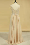 2024 A Line V Neck Chiffon With Applique Floor Length Prom P5E4FSGP