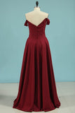 2024 Evening Dresses A Line Off The Shoulder Elastic Satin PLPFQSCG