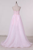 2024 Asymmetrical Halter Organza With Beading A Line PB7RNTXH