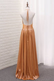 2024 Halter Taffeta A Line Evening Dresses Floor Length PP6BTN5D