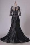2024 Mother Of The Bride Dresses Bateau 3/4 Length Sleeves With Applique & Sash PF51JTR1