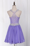 2024 Delicate Short/Mini Halter A Line/Princess Homecoming Dresses Lace&Chiffon Beaded PZ293J8K