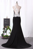 2024 Evening Dresses Spandex Scoop Mermaid With Applique PXEQ1NLM