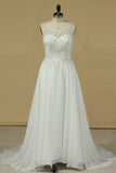 2024 Chiffon Spaghetti Straps Beaded Bodice Wedding Dresses P4HAFQJ5