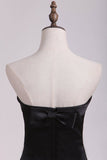 2024 Black Satin Floor Length Evening Dresses Strapless With Bow P8YL9LM9