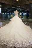 2024 Gorgeous Handmade Flower Tulle Wedding Dresses A Line With PBLN7EZR