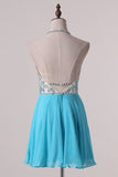 2024 Halter A-Line Chiffon Homecoming Dresses PYN6CEPG