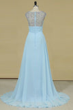 2024 A Line Prom Dresses Scoop Chiffon With Ruffles And PXYCXDBT